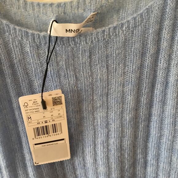 MNG Baby Blue Knitted Crop Tank Top - Picture 3 of 9